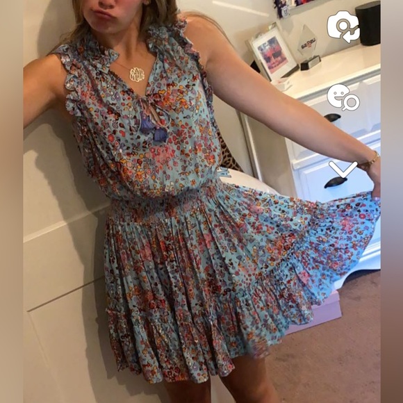 Poupette St. Barth Clara Tiered Tie Neck Dress - Picture 3 of 11